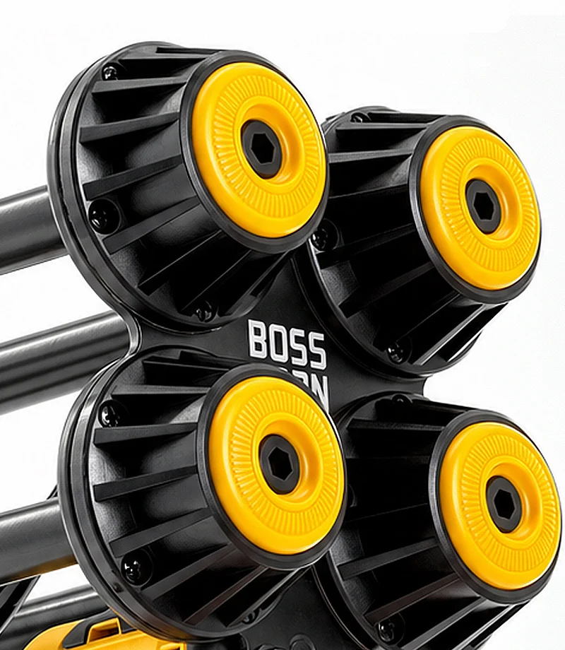 Close-up of Apex Quad rear caps for Dewalt