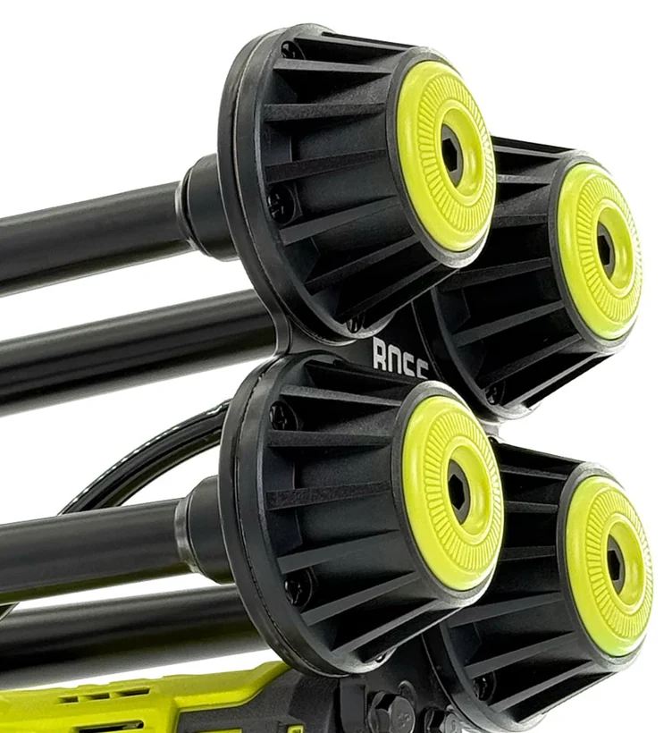 Close-up of Apex Quad rear caps for Ryobi